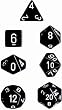 Chessex Dice: Polyhedral 7-Die Opaque Dice Set - Black with White