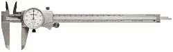 Mitutoyo 505-676 Dial Caliper, 0.1" Per Rev., White Face, 0-8" Range, +/-0.002" Accuracy, 0.001" Graduation
