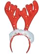 Red Fur Trim Christmas Reindeer Antlers Flashing Lights
