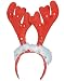 Red Fur Trim Christmas Reindeer Antlers Flashing Lights