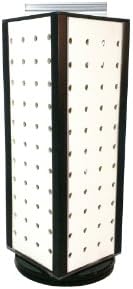 4-Sided Revolving Pegboard Countertop Display, White and Black (4.5x13 Inches)