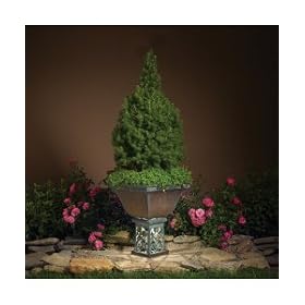 Kichler Lighting 15417VGB Ainsley Square Lighted Urn Planter 12-Volt Specialty Light, Verdigris with Aged Brass