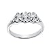 Jewelry : 14K White Gold Created Moissanite 3 Stone Anniversary Band Ring