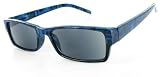 Squiggles Full Sun Readers Sunglasses (NOT A BIFOCAL) for youthful and active men and women who like to look great while reading in comfort in the sun. (Blue +1.50)