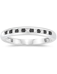 0.30 Cts Black & White Diamond Ring in 10K White Gold