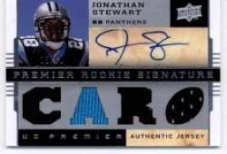 2008 Upper Deck Premier Silver #120 Jonathan Stewart RC AU - Carolina Panthers (RC - Rookie Card - Piece of Authentic Game-Worn Jersey - Autographed Card - Serial #'d to 60) (Football Cards)
