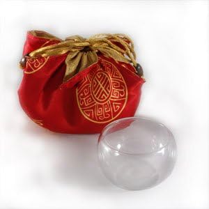 Double-walled Chinese Tea Cups (Set of 4) with Satin Storage Enclosure