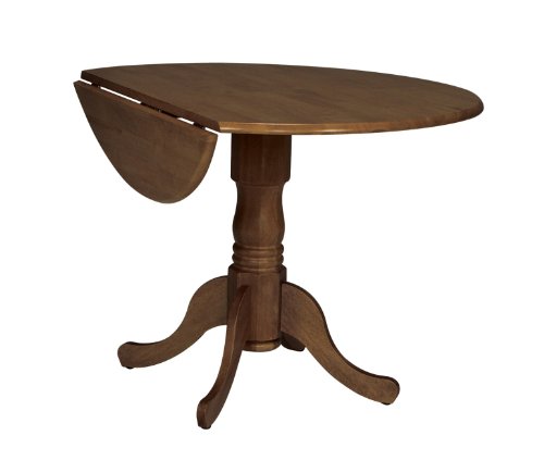 International Concepts *T48-42DP 42-Inch Round Dual Drop Leaf Ped Table Cottage, Oak