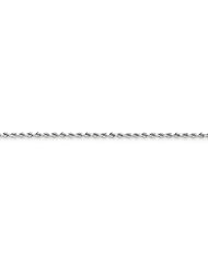 14k White Gold 9.00 Inches WG 2.00mm Wide D/C Rope Chain Anklet. Weight: 3.55 Grams - 30 Day Money Back Guarantee