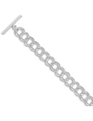 Sterling Silver Diamond Cut Toggle Charm Bracelet - 7.5 Inch