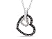 Sterling Silver 1/3 CT TDW Black and White Diamond Heart Pendant (G-H, I3)