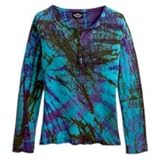Harley-Davidson L/S Eagle Shirt, Womens! 100% cotton. 1x1 rib. 5-button placket. Large eagle graphic with outstretched wings accentuating the neckline. Available in color-splashed tie-dye effect. 96762-09VW