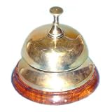 Brass Desk Bell with Wooden Base