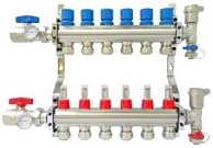 6-Branch Brass PEX Manifold for Radiant Heating w/ 1/2 PEX Adapters