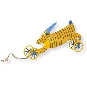 Antique Style Tin Easter Rabbit Bunny on Wheels by CW