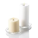 Set of 12 Round Glass Pillar Candle Holders