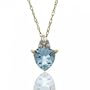 Trillion Aquamarine Pendant W/ Diamond 10K Gold Ladies