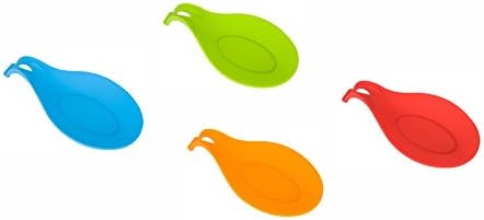 NELPLA Kitchen Food Grade Silicone Spoon Rest, Ladle holder, Set of 4 Color pack in,Big Size,BPA free,Non-toxic,Durable,Fit for Kitchen,Canteen,BBQ,Baking