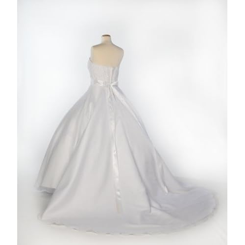 White Organza and Lace Strapless Wedding Gown