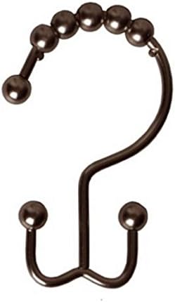 Cocoinn 12Pcs Glide Bathroom Shower Curtain Hook Roller Balls Chrome (Bronze)