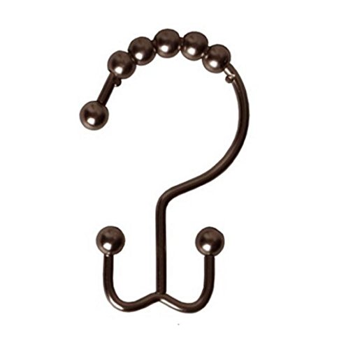 Cocoinn 12Pcs Glide Bathroom Shower Curtain Hook Roller Balls Chrome (Bronze)