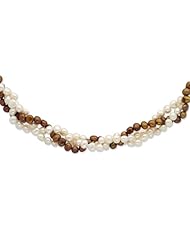 Sterling Silver 6-7mm White & Brown Fw Cultured Pearl W/2in Ext. Necklace