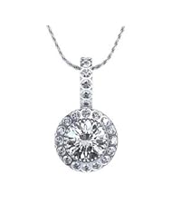 0.80 Ct Ladys Round Cut Diamond Pendant in 18 Kt White Gold