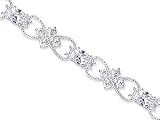 Delicate Filigree Design Oval & Round Cut White CZ Gemstone Bracelet in Sterling Silver
