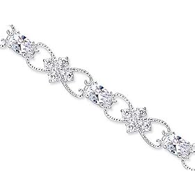 Delicate Filigree Design Oval and Round Cut White CZ Gemstone Bracelet in... by Peora