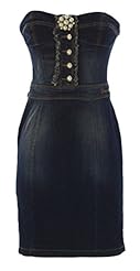Strapless Denim Fitted   Dress With Pearls