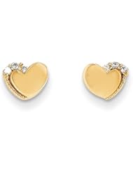 MadiK® Kids 14k Yellow gold Polished CZ Heart Post Stud Earrings