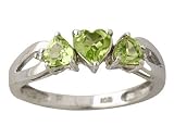 10kt. Heart Shape Peridot and Diamond Ring in White Gold