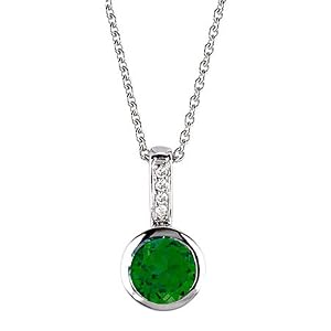 Buy A May Birthstone 14k White Gold Emerald Diamond Pendant Necklace! by LusterForever