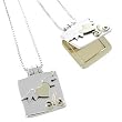 Winged Heart Locket Pendant in Sterling Silver and Brass on an 18" Box Chain, #7906