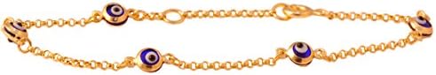 Evil eye Bracelet protect, guard & good luck ,oro 14k yellow gold bracelet for young girl