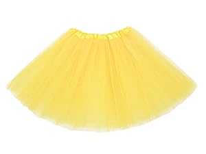 Simplicity Women's Classic Elastic, 3-Layered Tulle Tutu Skirt, Yellow
