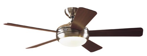 Hunter 21617 Palermo One-Light 52-Inch Five-Blade Ceiling Fan, Brushed Nickel with Frosted Globe