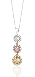 TRI-COLOR TRIPLE CIRCLE .35 CT DIAMOND 14K GOLD PENDANT