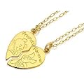 Disney Gold Plated Winnie The Pooh Two Split Heart Pendants And Chains