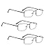 READING GLASSES 3 pack Large Metal Readers for Men (Black, 2.75)