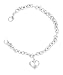 Sterling Silver Pink Sapphire Open Heart Charm Bracelet, 6.75