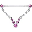 Invisible Bioplast Pink Shimmer Gem Dangle Nipple Ring
