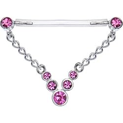 Invisible Bioplast Pink Shimmer Gem Dangle Nipple Ring