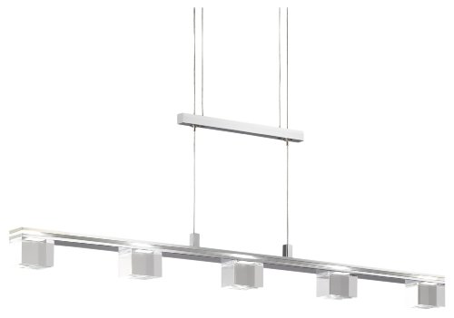 WOFI5 Wofi Pendelleuchte, 5-flammig, L&auml;nge 104 cm, max. Abh&auml;ngung 150 cm, H&ouml;henverstellbar, chrom 7610.05.01.0000
