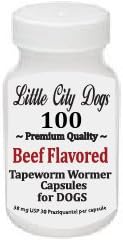 Little City Dogs JUMBO PACK - BEEF FLAVORED Tapeworm Wormer Capsules for Dogs (100 Capsules)