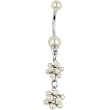 Cream Duality Dapper Drop Faux Pearl Belly Ring