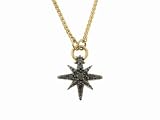 Black Diamond Starburst on Yellow Gold Chain by Mizuki