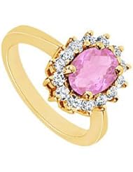 Pink Sapphire and Diamond Ring 14K Yellow Gold - 1.50 CT TGW