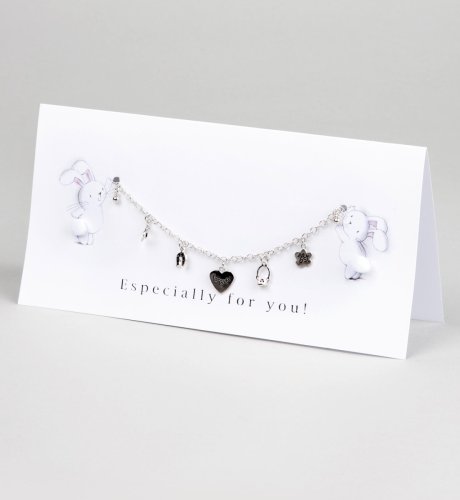 White Rabbit Charm Bracelet Card
