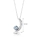 Crescent Moon Design 1.00 carats Round Checkerboard Cut Sterling Silver Rhodium Finish Aquamarine Pendant